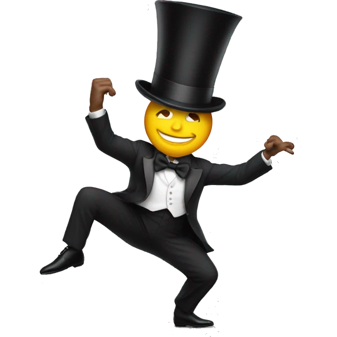 Guy dancing with top hat and suit emoji