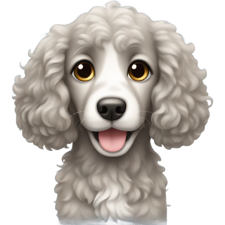 Black curly haired puppy with long floppy ears  emoji