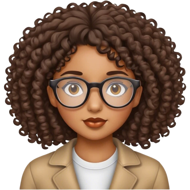 Une fille métisse avec des cheveux bouclé et une paire de lunette  emoji