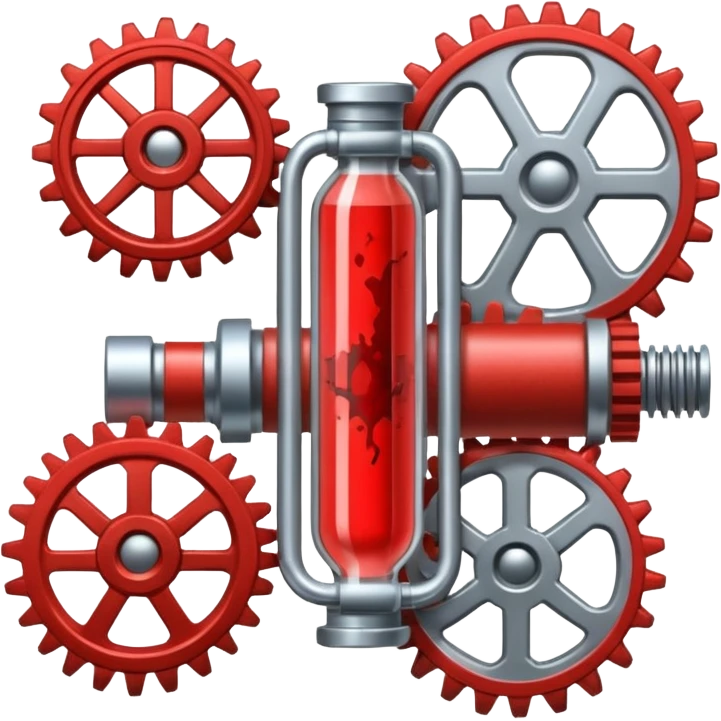 blood tube and gear combined as a single object emoji