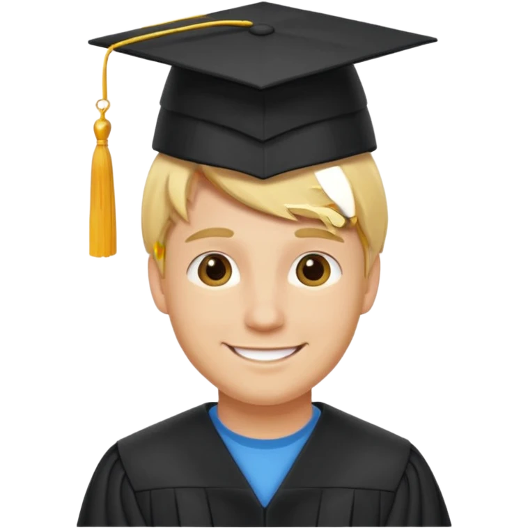 blonde man with graduation cap emoji