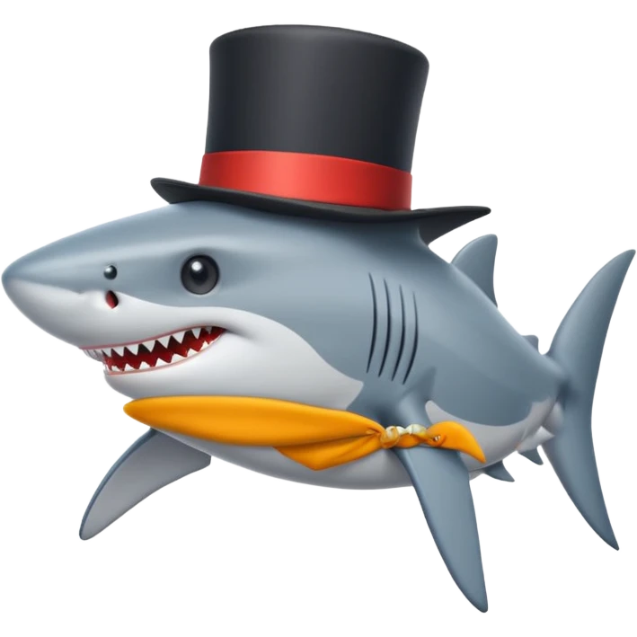 Shark with a top hat emoji