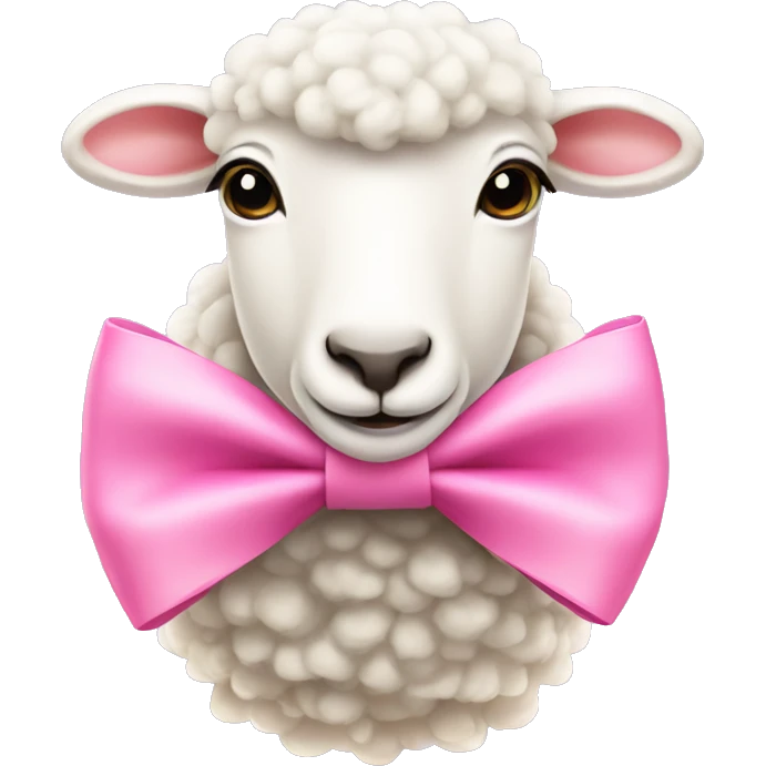 White sheep with pink coquette bow emoji