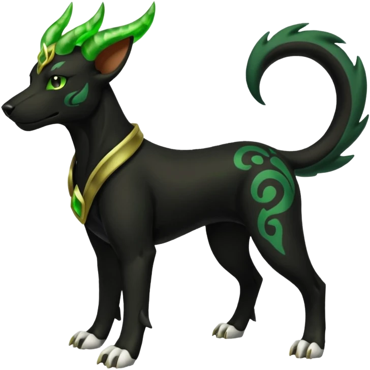 Black and green Zygarde 10%-Houndoom-fusion-dog-form emoji