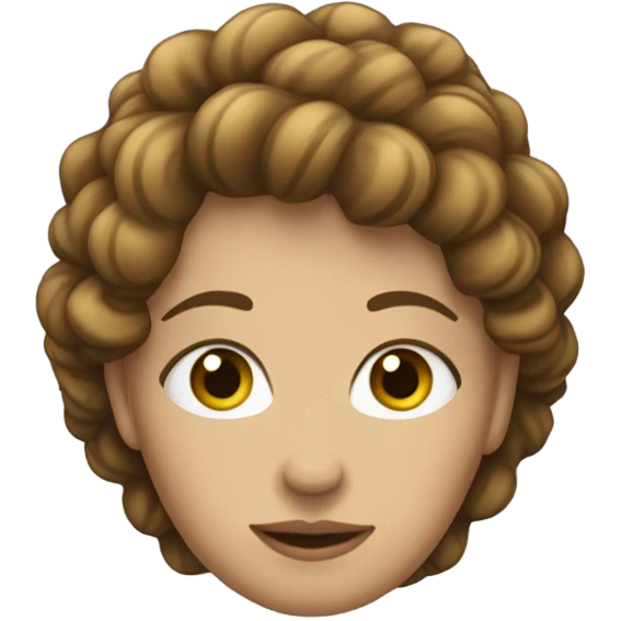 femme cheveux châtains, ondulés, attachés avec les yeux bleus emoji