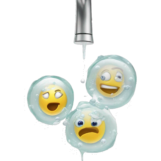Dishes in sink with bubbles emoji