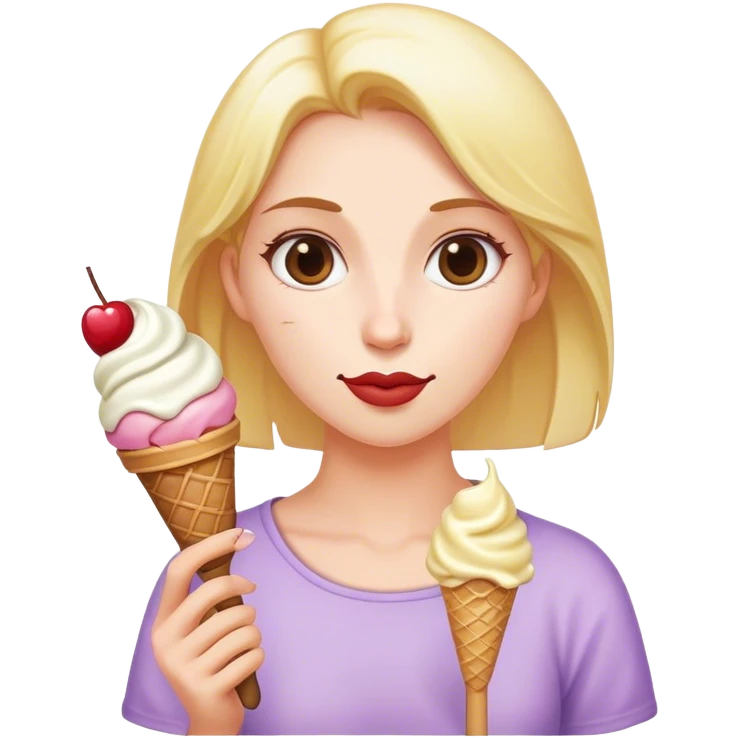 Krowa kobieta  z lodami z długim patykiem  emoji