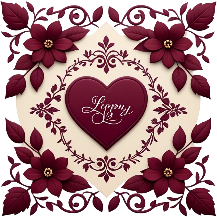 burgundy Valentine cards emoji