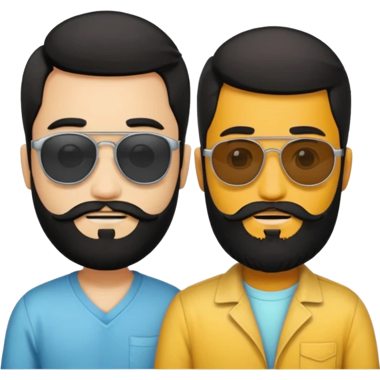 Van u make 2 cool young emojis with shades side by side, both have faded hair, one of them should also have faded beard. Beneath the faded beared emoji should have the initials WQ and the other PJ. black hair and beard emoji