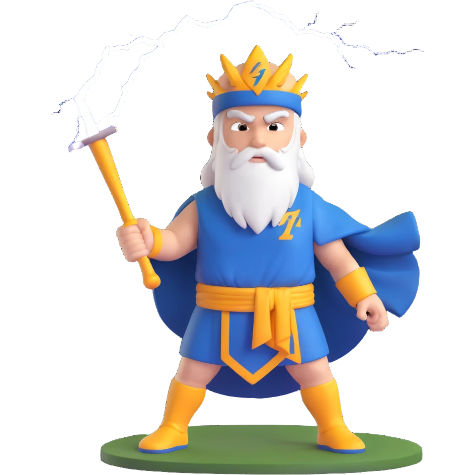 a baseball god summoning lightning, wearing a jersey and toga, bat raised, heroic and supernatural emoji