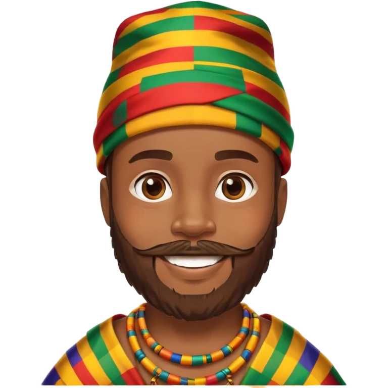 smiling boy with beard wearing a kente hat emoji