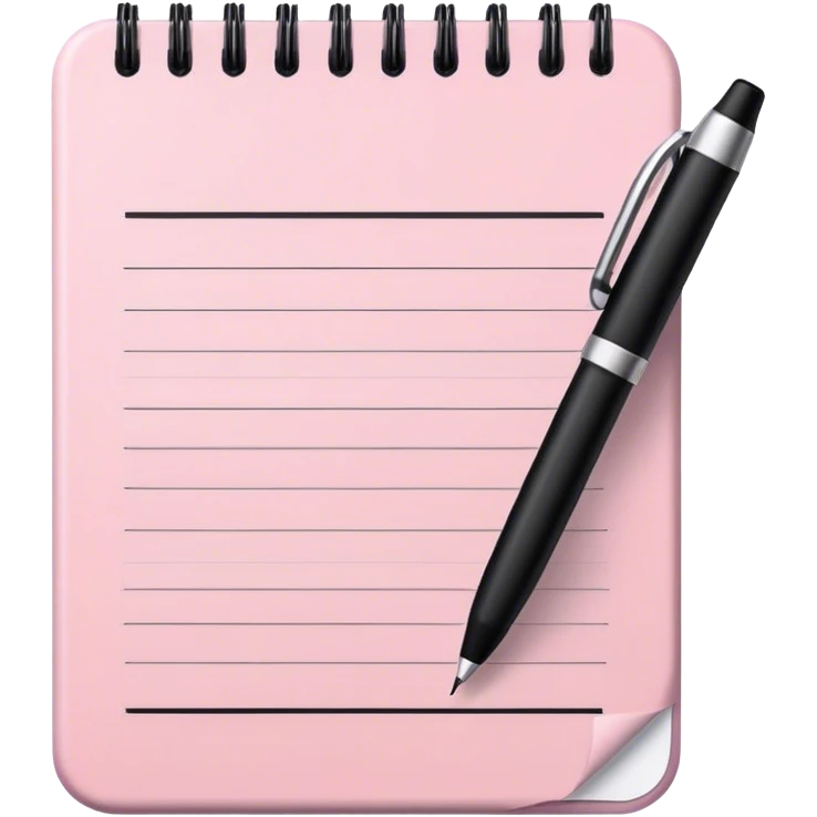Pale pink notepad with pen emoji