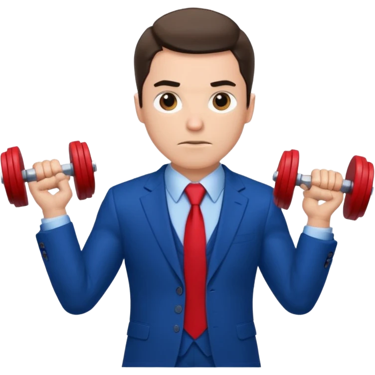 business man in a blue suit and red tie carry exercise emoji