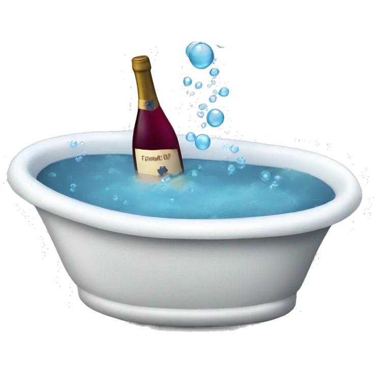 Bath tub with bubbles and wine glass emoji