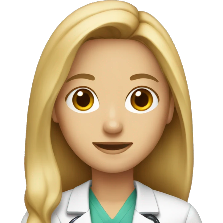 Doctor with long brown and blonde hair emoji