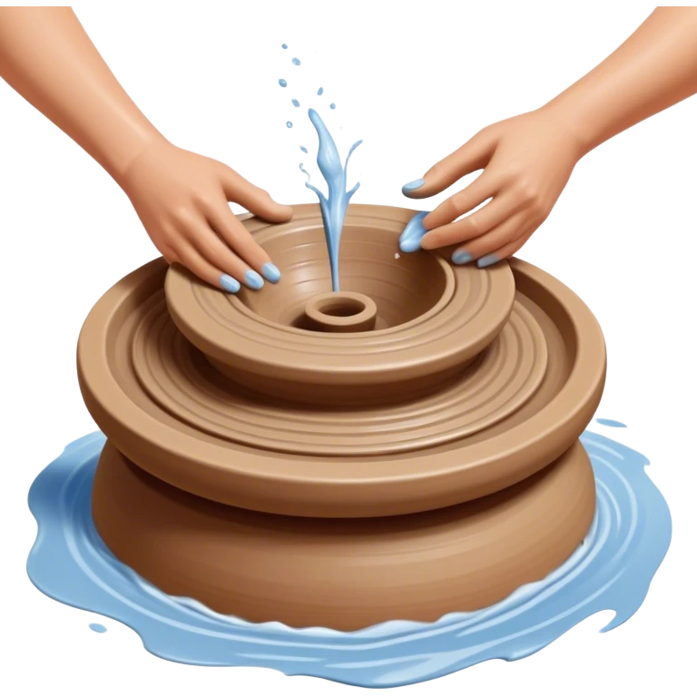 Cinematic Realistic image of a ceramic pottery wheel in action, with skilled hands shaping wet clay into a graceful form, featuring intricate details of swirling textures and gentle water splashes, illuminated by soft, artisanal lighting emoji