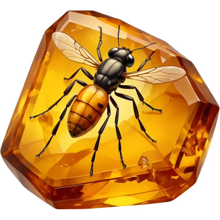 A tiny insect trapped in a huge lump of amber  emoji