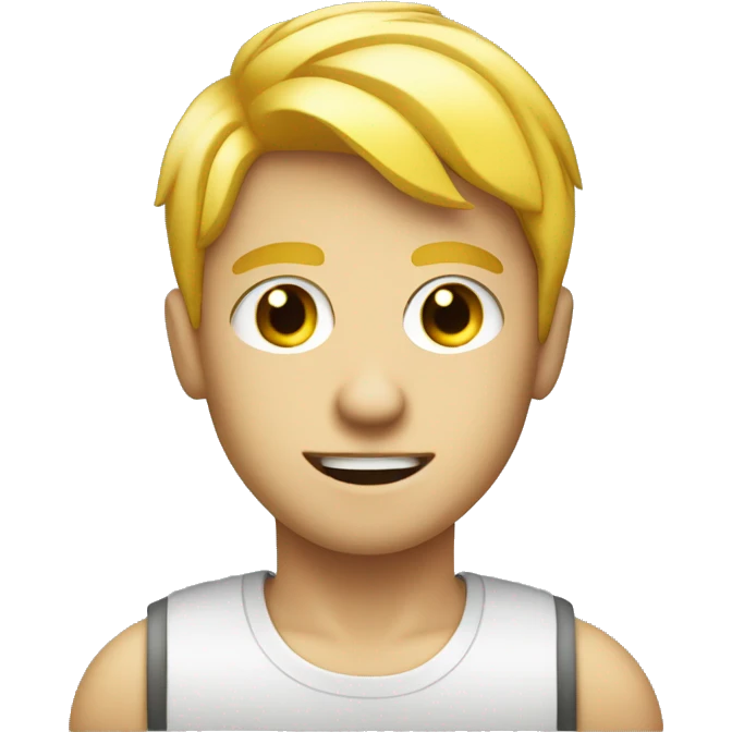 Graphic Designer boy with yellow hair and sharp jawline with laptop emoji