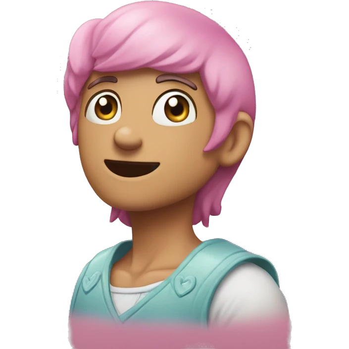 Corazon rosado con ojos celestes emoji