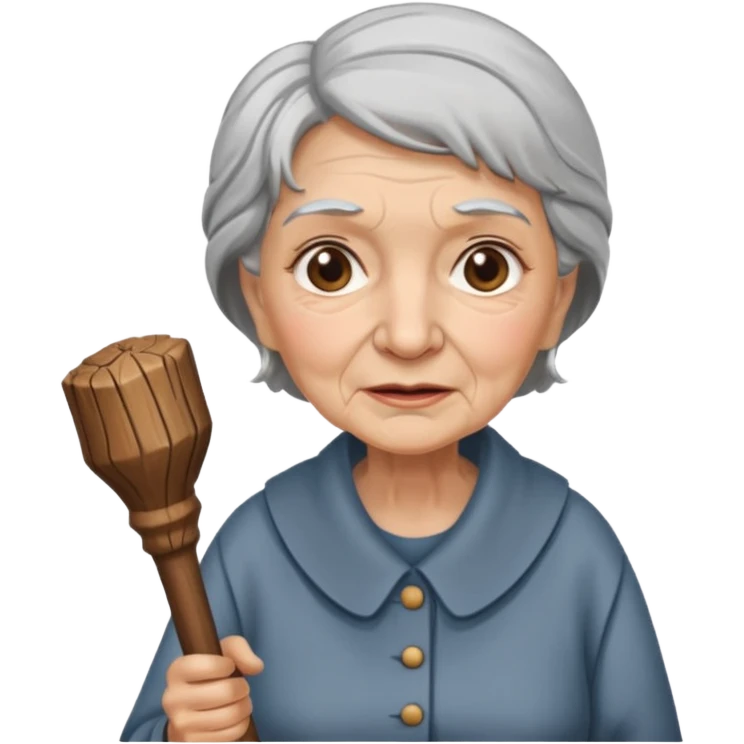 old woman with walking stick emoji