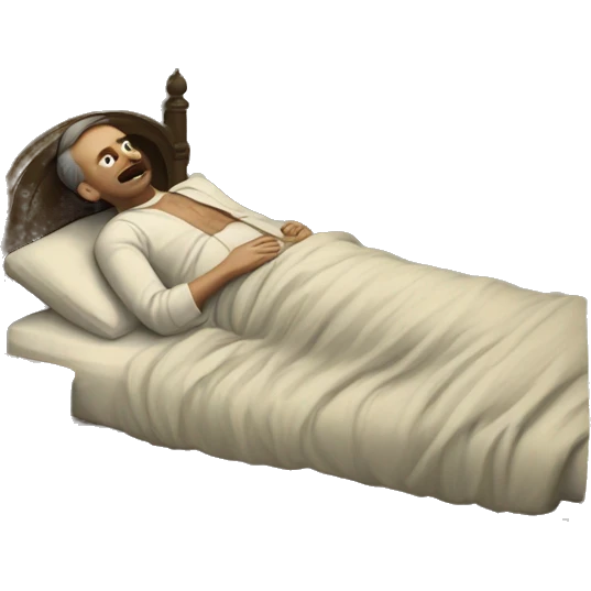 A sick man on a bed in 1870 emoji