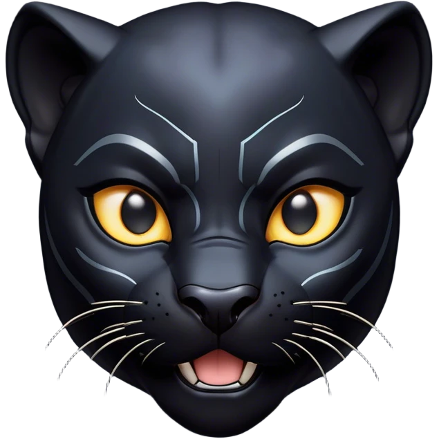 Cinematic Comical black Panther Portrait Emoji, Head tilted dramatically with an exaggeratedly shocked expression, featuring a sleek, muscular body with wide, comically expressive eyes full of humorous disbelief, Simplified yet hilariously expressive features, highly detailed, glowing with a slightly sassy dark glow, high shine, dramatic yet playful, stylized with an air of quirky feline attitude, soft glowing outline, capturing the essence of a meme-worthy black Panther that looks ready to side-eye its way into viral fame! emoji