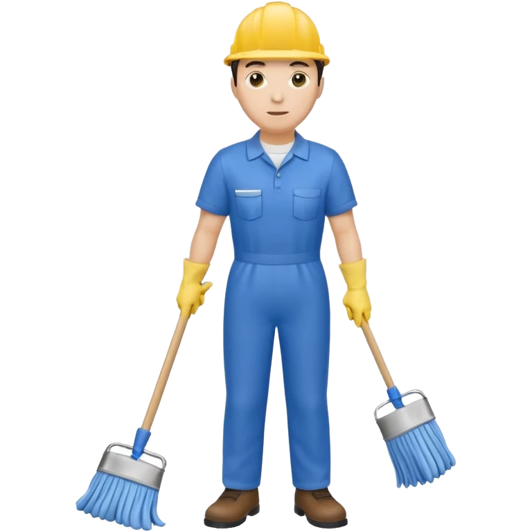 Custodian with yellow rubber gloves, mop emoji