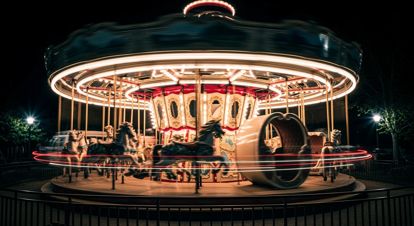 long exposure photo, a moving carousel at night emoji