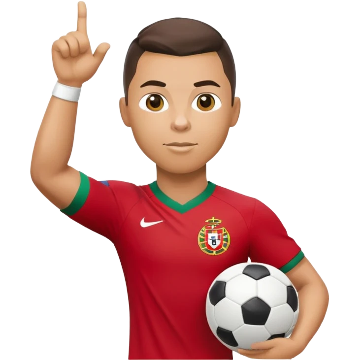 Ronaldo with soccer ball and Portugal jersey emoji