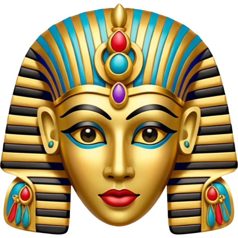 Egyptian Colorfully Painted Intricate Delicate Gracious Holy Gold Mask  emoji