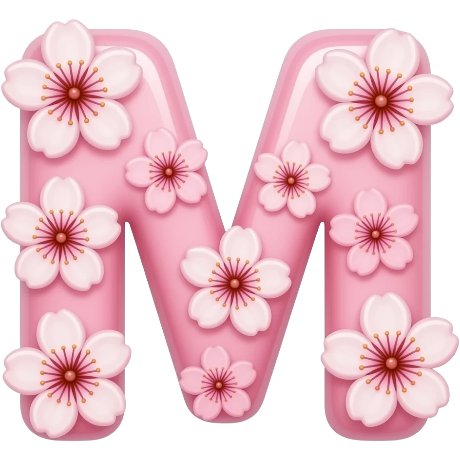 Cute cursive bubbly bonbon pink “Maksana” decored with Sakura flowers in some letters emoji