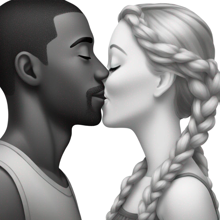 ￼Black man kissing white girl  emoji