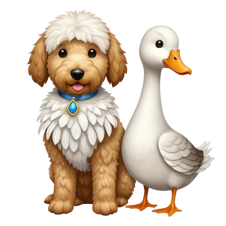 Goose and a golden doodle dog emoji