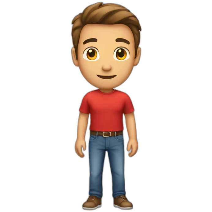 Full body picture of a male in a red shirt emoji