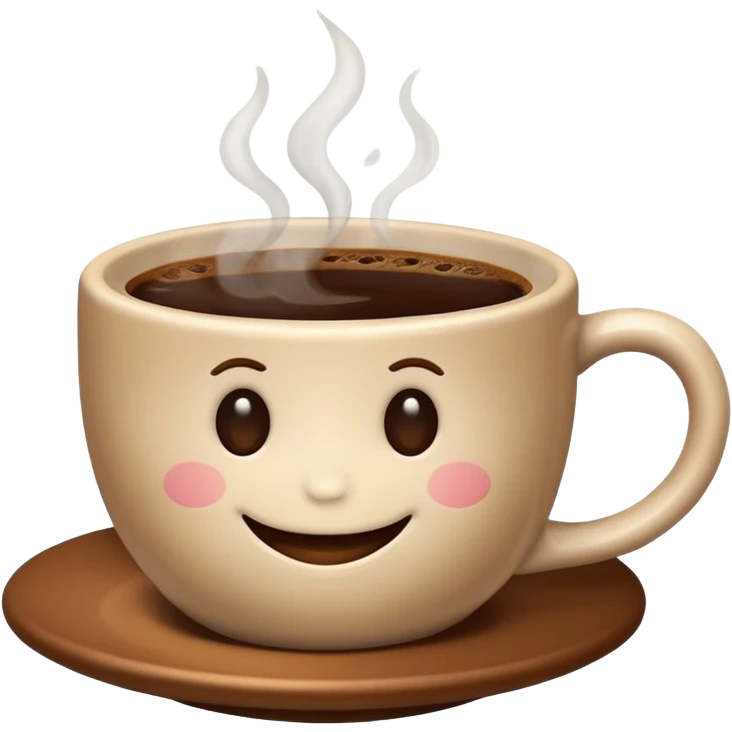 a cute cup of coffee with a smile, without the plate under the cup emoji