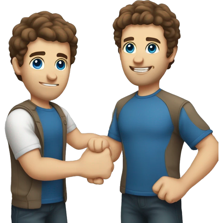 A man with brown hair blue eyes giving a fist bump  emoji