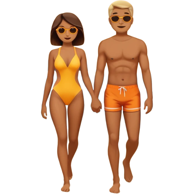 couple walking on the beach sunset in background emoji