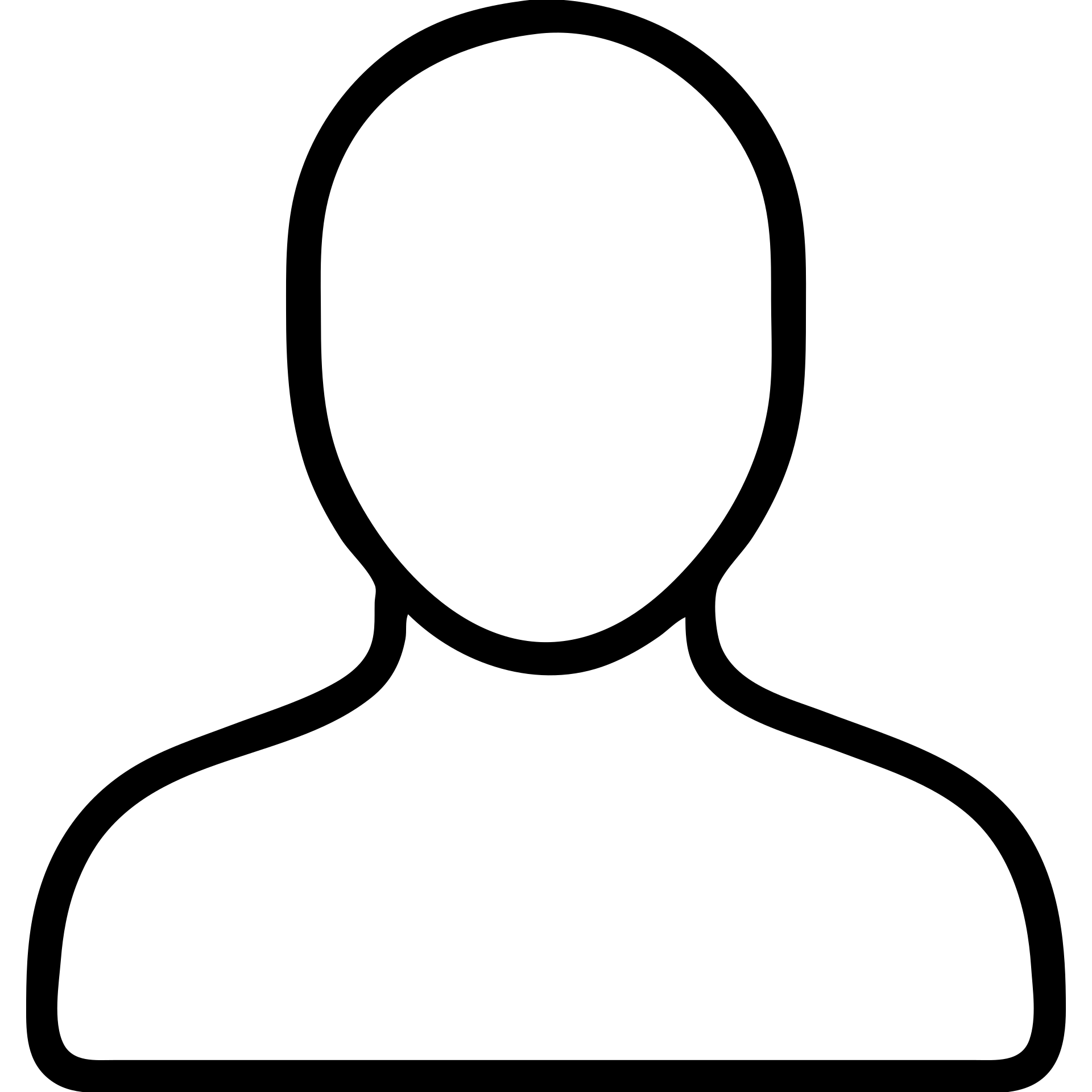 outline icon of human head and shoulders, no internal details, no fill, no text emoji