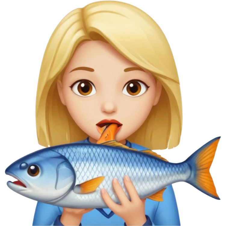 a girl eating fish emoji