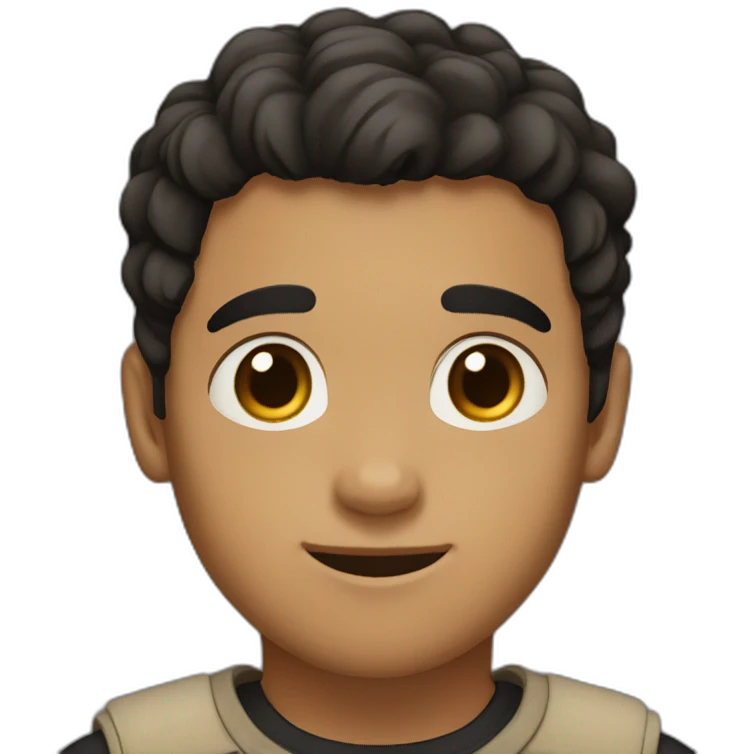 Boy with little beard and black hair and brown eyes and complexion of light brown emoji