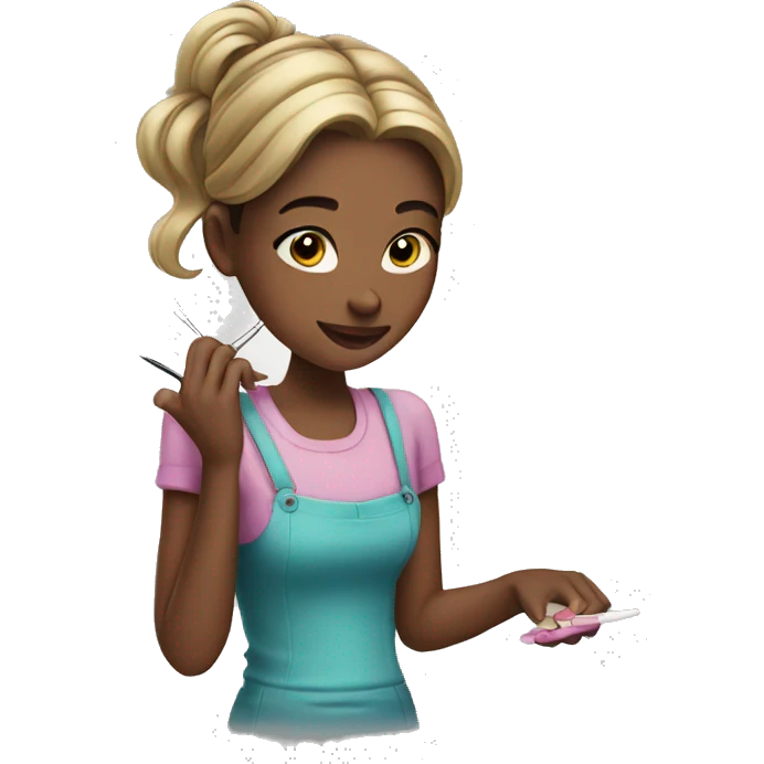 Girl doing her nails emoji