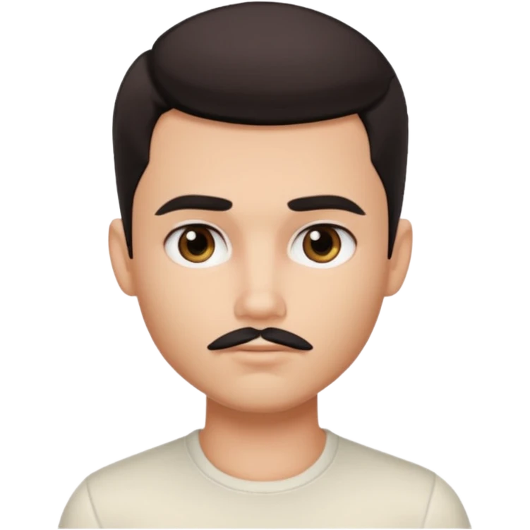 pretty handsome bratz man, with black eyes,  short dark hair,  short mustache , pale skin, defined jawline emoji