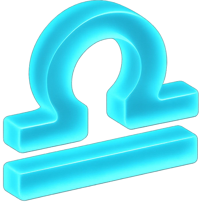 "A minimalistic glowing zodiac symbol ♎, centered on a dark cosmic background, symbol color #00d9ff, clean design, modern and luminous" emoji