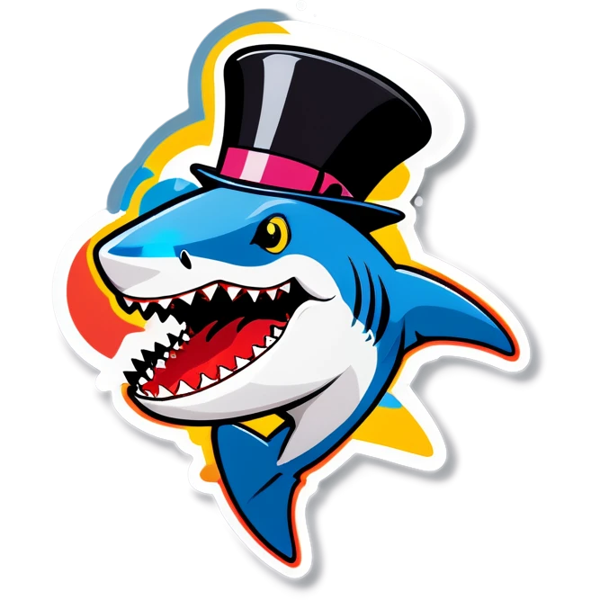 Shark with a top hat emoji