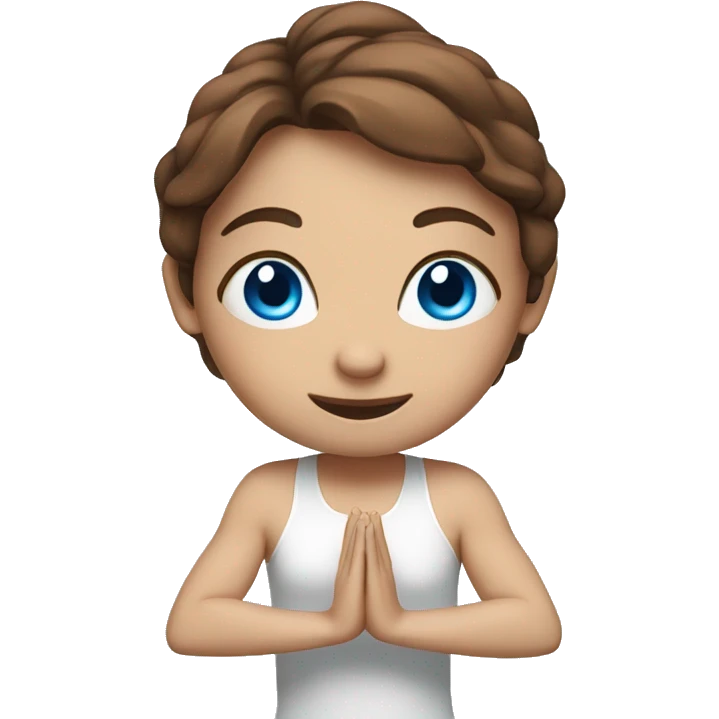 fairy with brown hair, blue eyes in yoga pose emoji