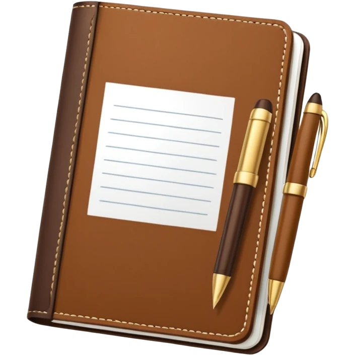 Carnet de notes marron avec un stylo emoji