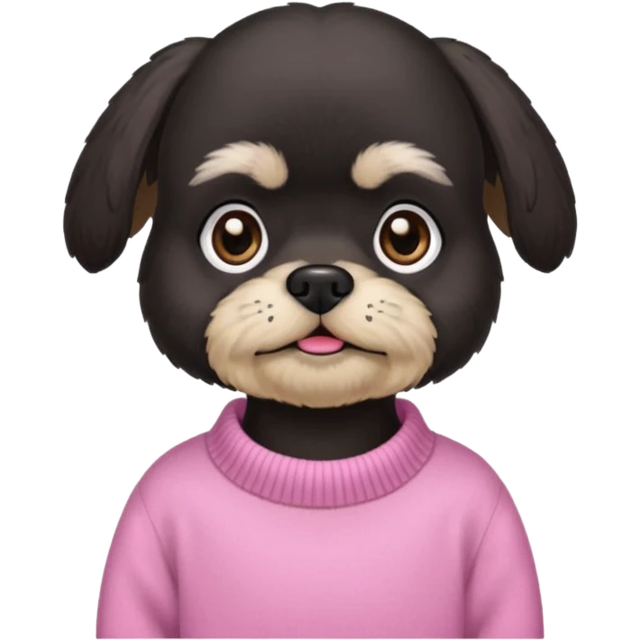 Black Dog shitzu with eyelashes wearing a pink sweater  emoji