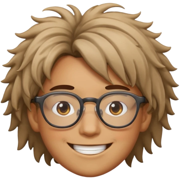 Cabelo bagunçado e oculos emoji