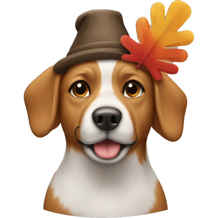 Creating emoji of a dog wearing a turkey hat emoji