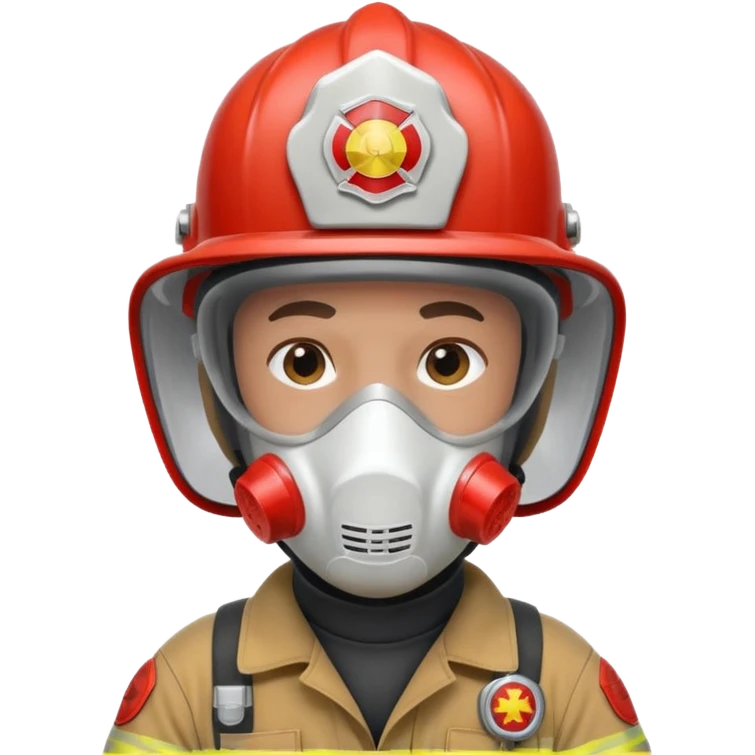 Firefighter with white respiratory protection white color helmet emoji